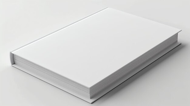 Foto un libro blanco grueso se sienta sobre un fondo blanco sólido el libro está cerrado y la columna vertebral está frente a la cámara