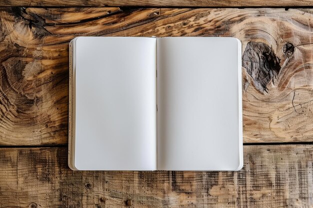 Foto libro blanco en una mesa de madera