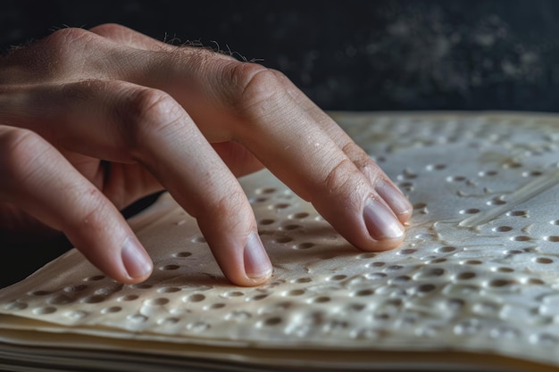 Libro en braille para discapacitados visuales con experiencia en la lectura táctil