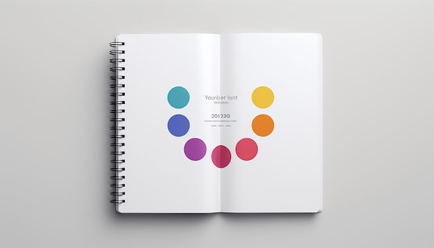 Foto un libro de calendario de citas con logotipo minimalista de colores ad hoc de fondo de horneado blanco