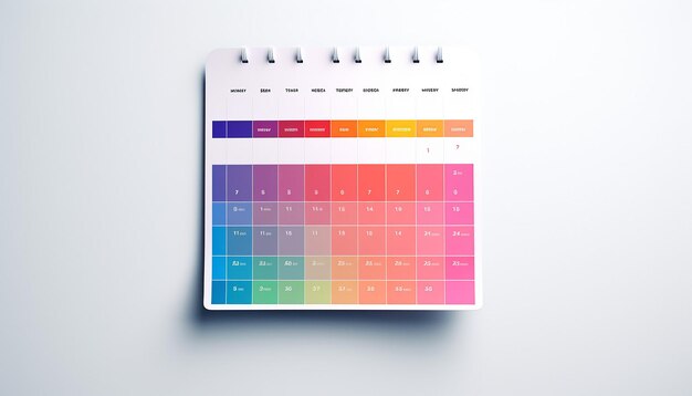 Foto un libro de calendario de citas con logotipo minimalista de colores ad hoc de fondo de horneado blanco