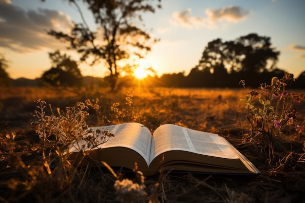 Foto libro en el césped