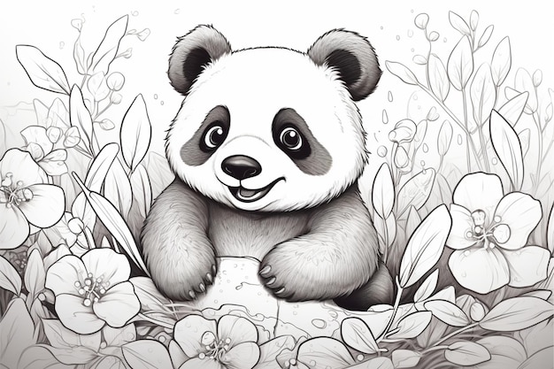 Libro para colorear para el bebé panda Página 1 para niños