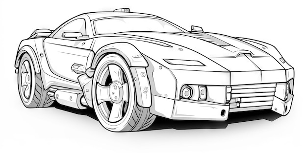 Libro para colorear coches Doodle de automóviles Ilustración de vehículos Futurista