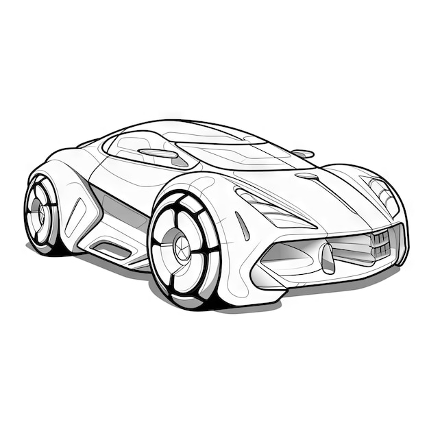 Libro para colorear coches Doodle de automóviles Ilustración de vehículos Futurista
