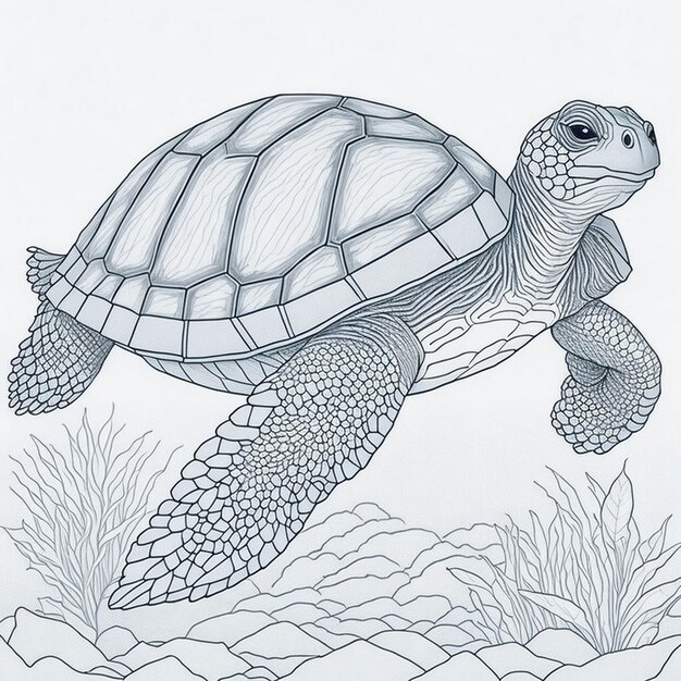 Foto libro de colorear dibujos animados dibujos de tortugas generados por ai