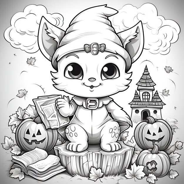 Foto libro para colorear dibujos animados de halloween