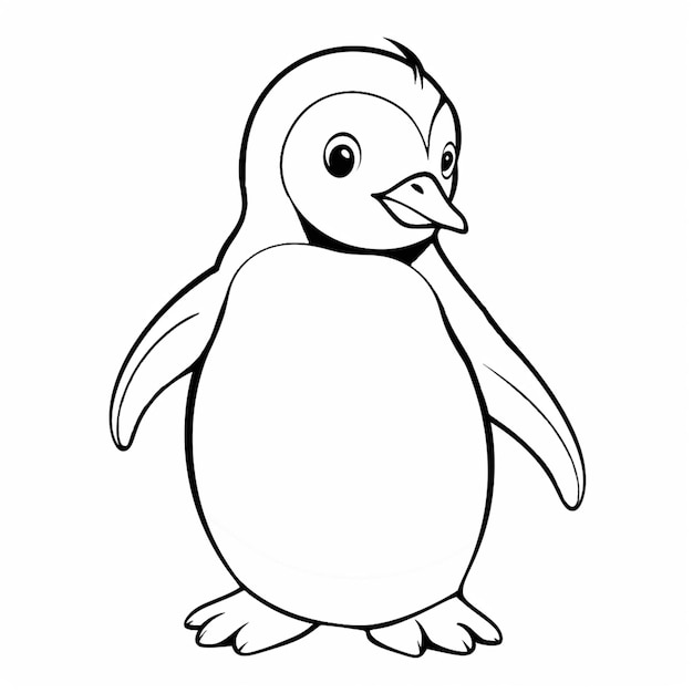 Foto libro de colorear de dibujos animados de pingüinos para niños