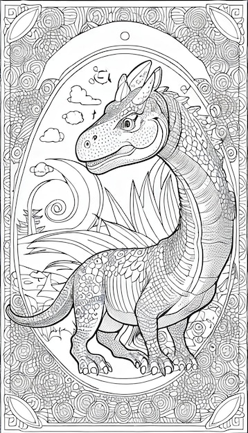 Un libro para colorear con un dinosaurio.