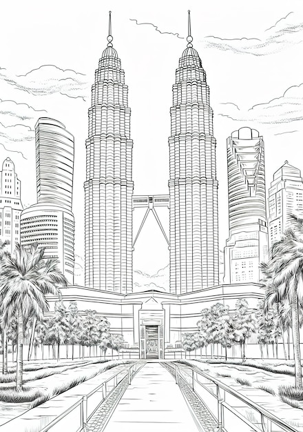 Libro para colorear del famoso edificio Landmark amp Statue