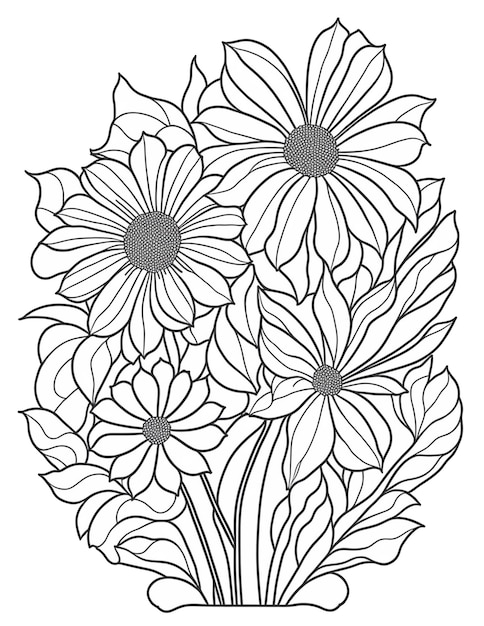 libro de colorear flores para niños y adultos