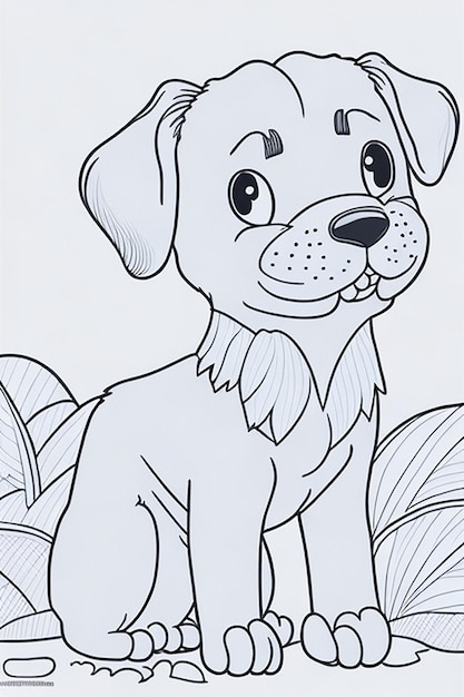 Foto libro para colorear con ilustración de un lindo perro para niños