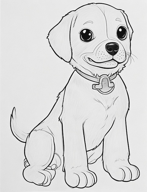 Foto libro para colorear con ilustración de un lindo perro para niños