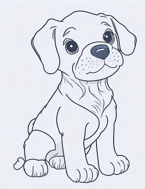 Libro para colorear con ilustración de un lindo perro para niños