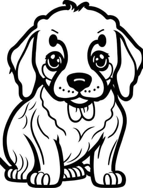Libro para colorear con ilustración de un lindo perro para niños
