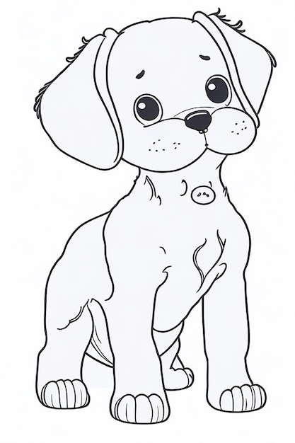 Libro para colorear con ilustración de un lindo perro para niños