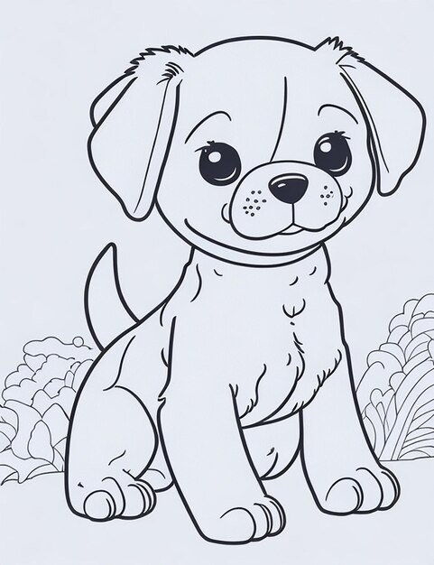 Libro para colorear con ilustración de un lindo perro para niños