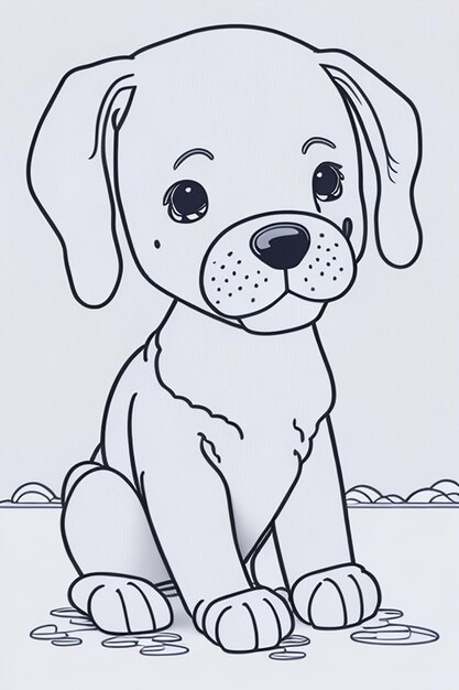 Foto libro para colorear con ilustración de un lindo perro para niños