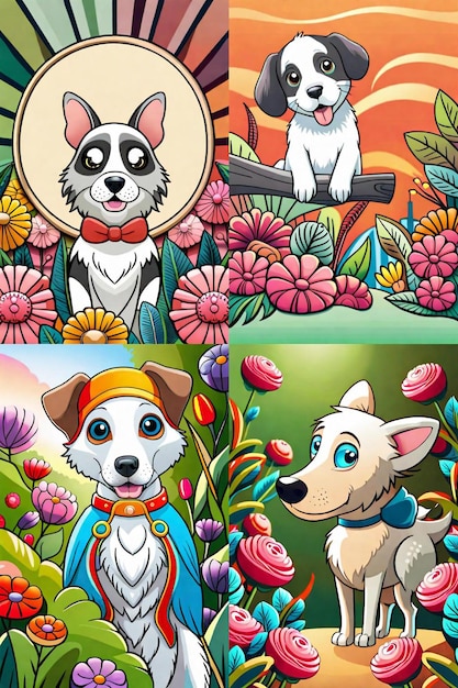 Libro para colorear con ilustración de un lindo perro para niños