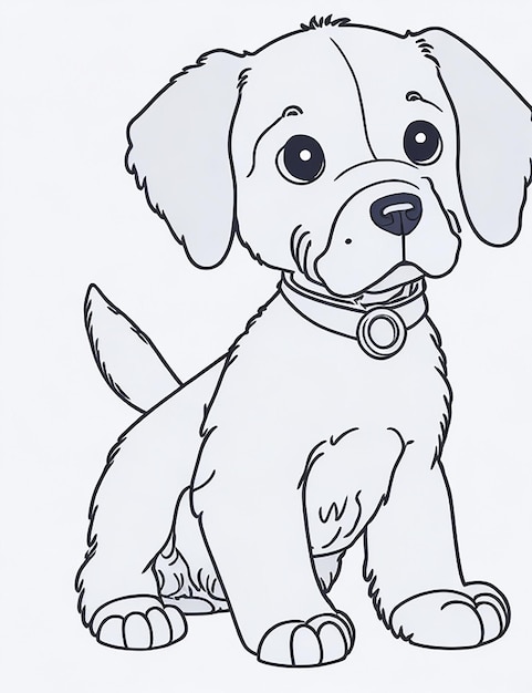 Libro para colorear con ilustración de un lindo perro para niños