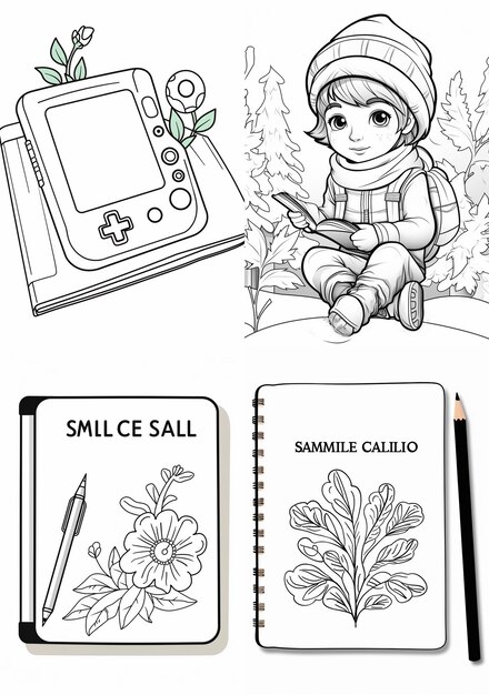 Libro de colorear Kawaii hoja de trabajo dibujada a mano para niños