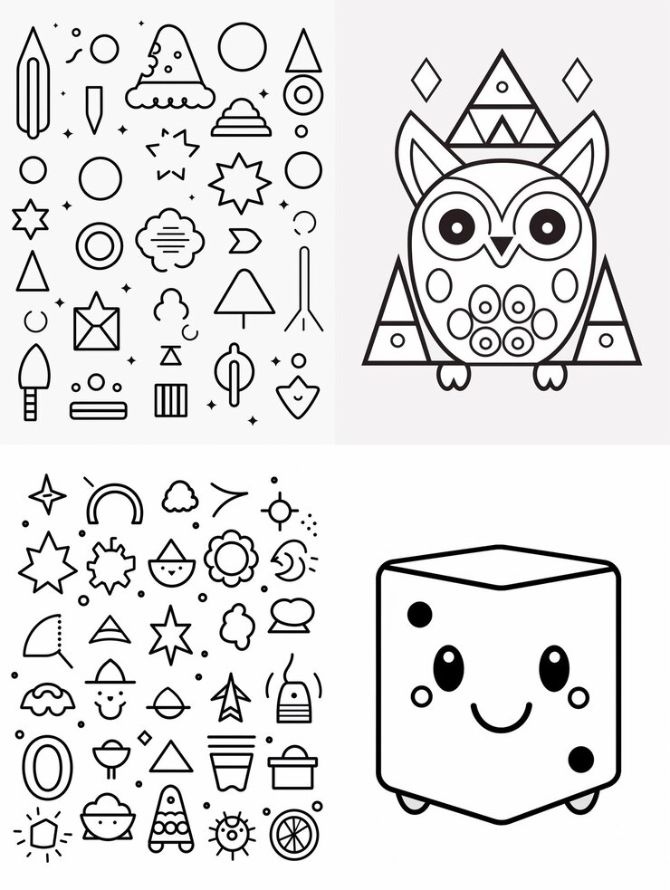 Foto libro de colorear kawaii hoja de trabajo dibujada a mano para niños