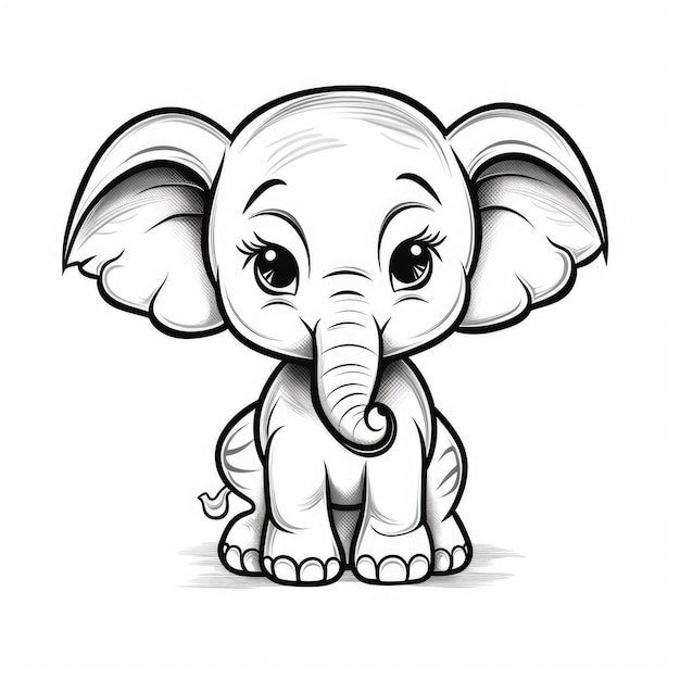 Libro para colorear para niños elefante vector