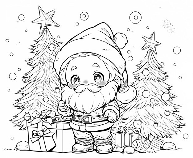 Libro para colorear para niños Papá Noel con regalos Foco suave selectivo
