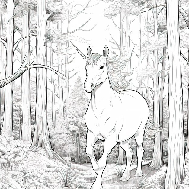 Foto libro para colorear de un unicornio