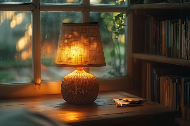 Libro como silueta lámpara de mesa sombra echada en la pared suave y D foto creativa de fondo elegante