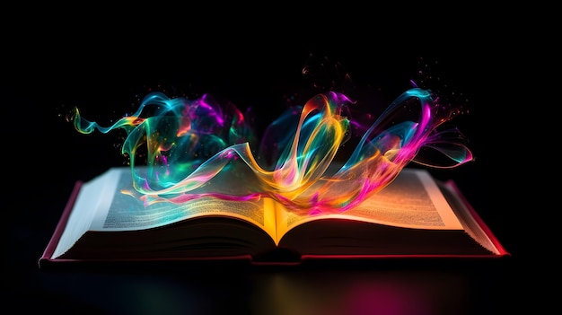 Un libro con una cubierta de colores del arcoíris.