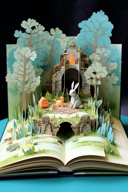 Foto libro de diorama de papel en capas del día de pascua