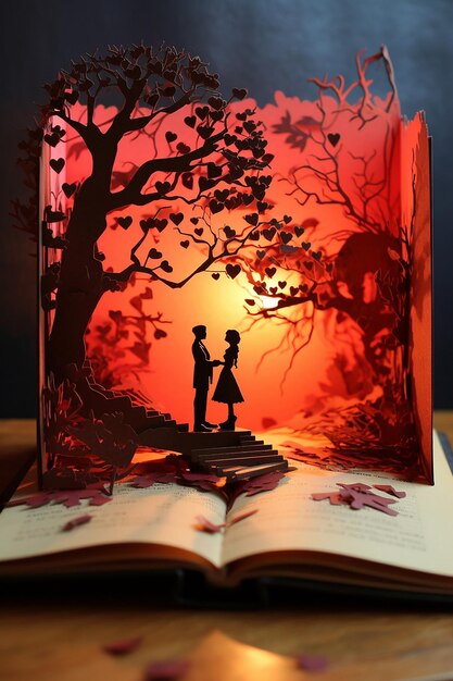 Foto libro de diorama de papel en capas para el día de san valentín