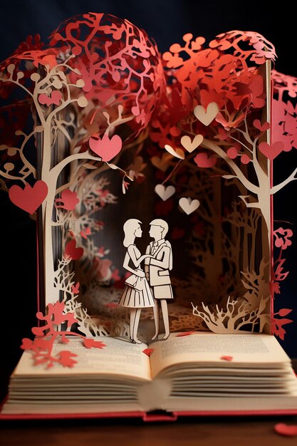 Foto libro de diorama de papel en capas para el día de san valentín