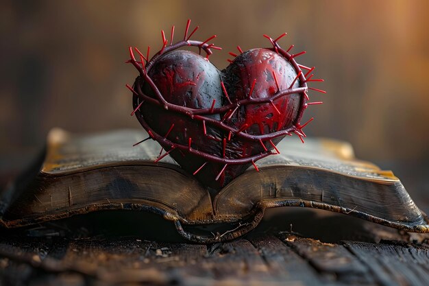 Foto libro con dos huevos en forma de corazón