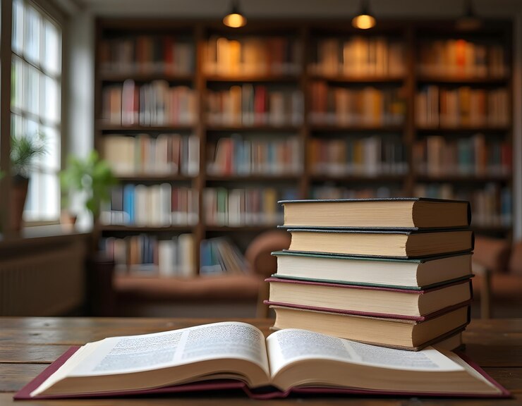 un libro está abierto a un libro en una mesa escritorio biblioteca aprendizaje instrucción de educación