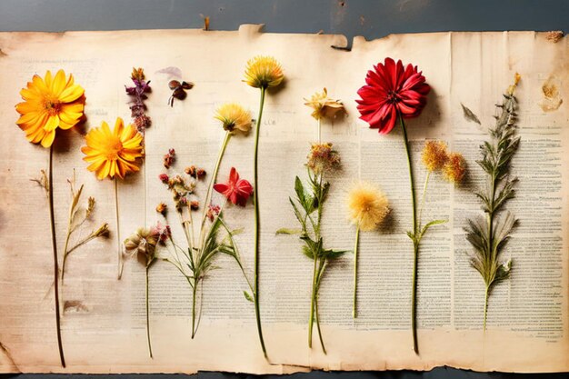 Foto un libro con flores y las páginas del libro escritas por el artista