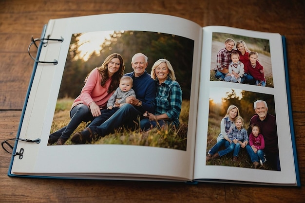 Un libro de fotos familiar abierto a una página preciada