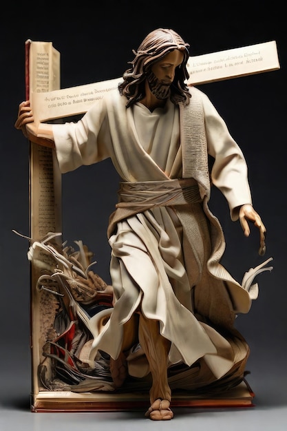 Foto libro de fotos gratuito escultura de jesucristo caminando con la cruz