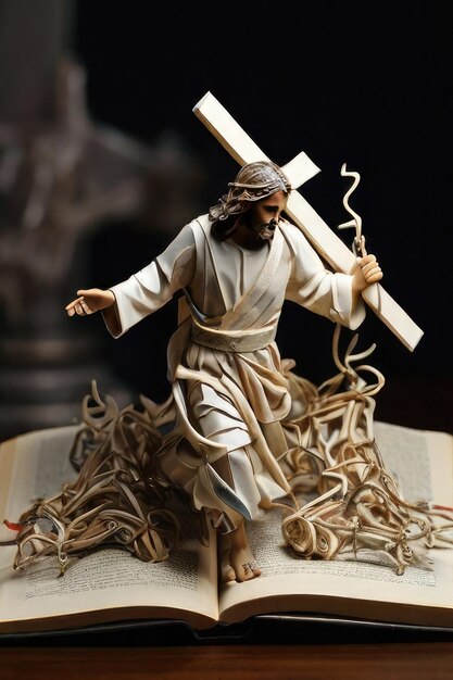 Foto libro de fotos gratuito escultura de jesucristo caminando con la cruz