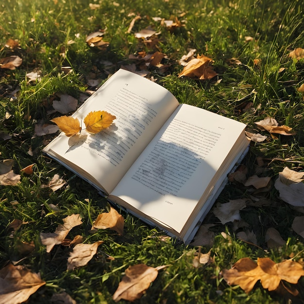 un libro con una hoja amarilla en las páginas