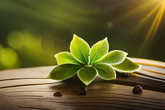 un libro con una hoja verde encima y un libro con el sol detrás.