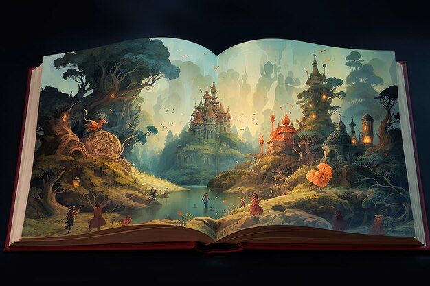 Foto libro ilustrado de cuento de hadas pintado a mano