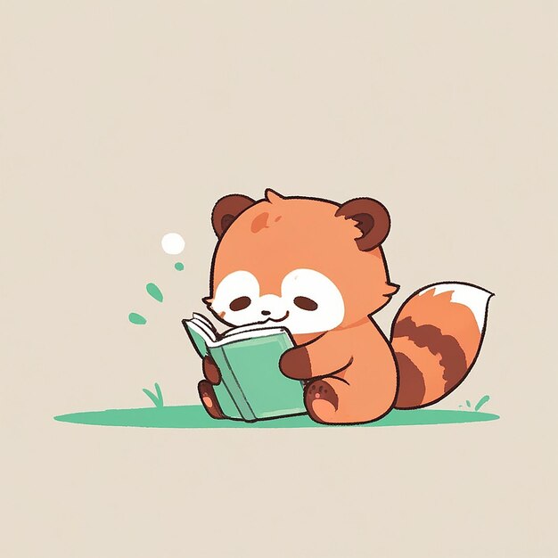 Foto libro de lectura de panda rojo lindo icono vectorial de dibujos animados ilustración icono de educación de animales concepto aislado estilo de dibujo animado plano vectorial premium