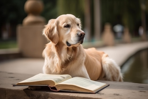 Libro de lectura para perros Retriever Generar Ai