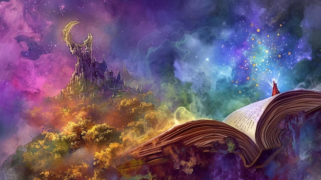 Foto el libro de magia revela un mundo donde los colores tienen propiedades mágicas únicas.