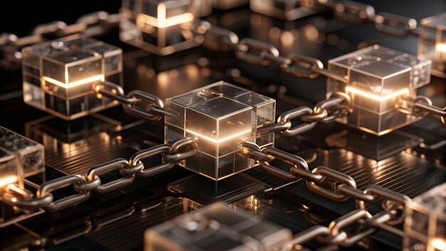 Libro mayor digital de Blockchain con conexiones seguras