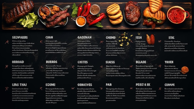 Foto un libro de menús de restaurantes para comida de barbacoa