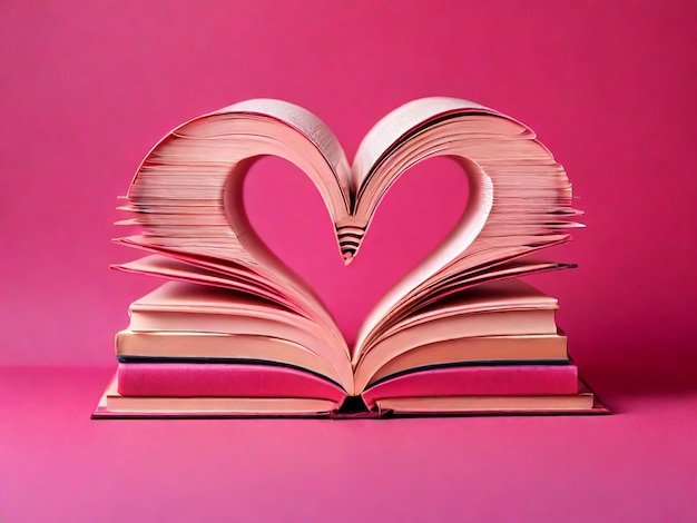 Foto libro con páginas plegadas en forma de corazón