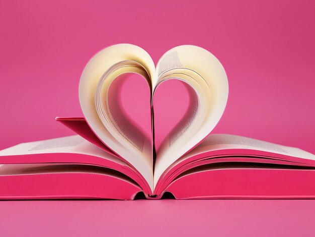 Foto libro con páginas plegadas en forma de corazón